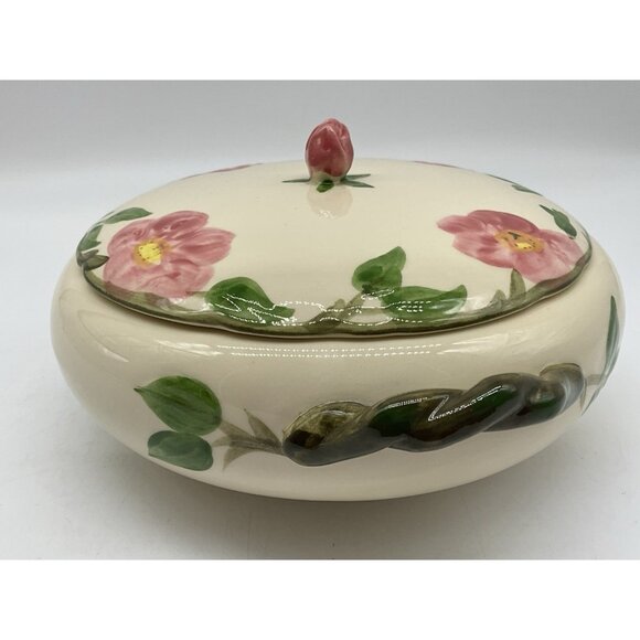 Desert Rose VTG Round Covered Vegetable Dish From Franciscan Ware with Handles - Picture 10 of 15